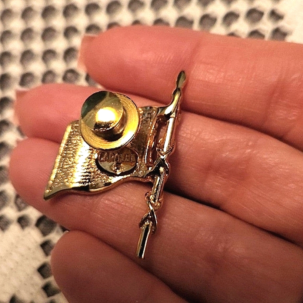 Carolee Crystal & Enamel Flag and Robert Rose Crystal Star Pins - Picture 4 of 6